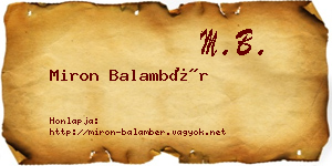 Miron Balambér névjegykártya